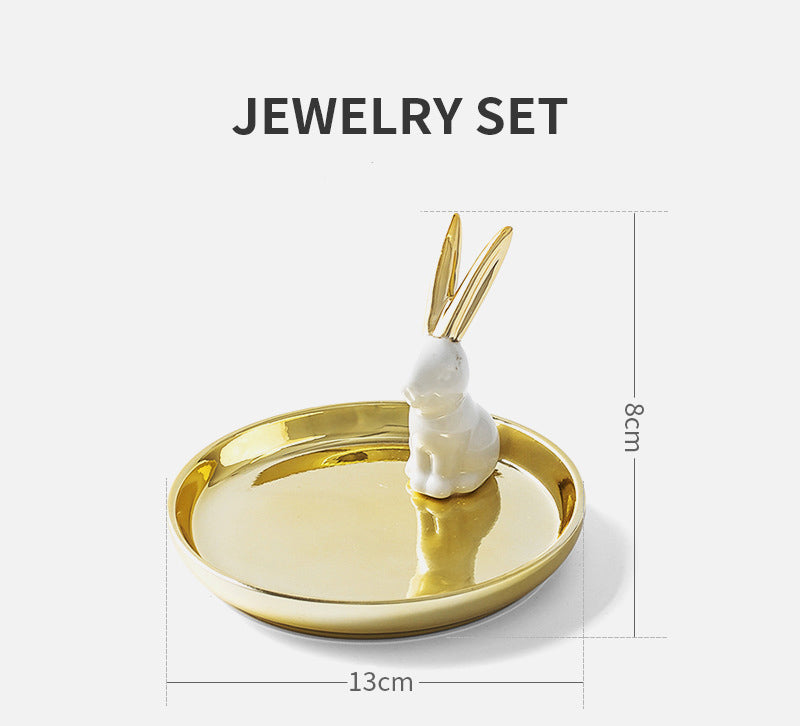 Ceramic Jewelry Stand with Catchall Tray Organizer