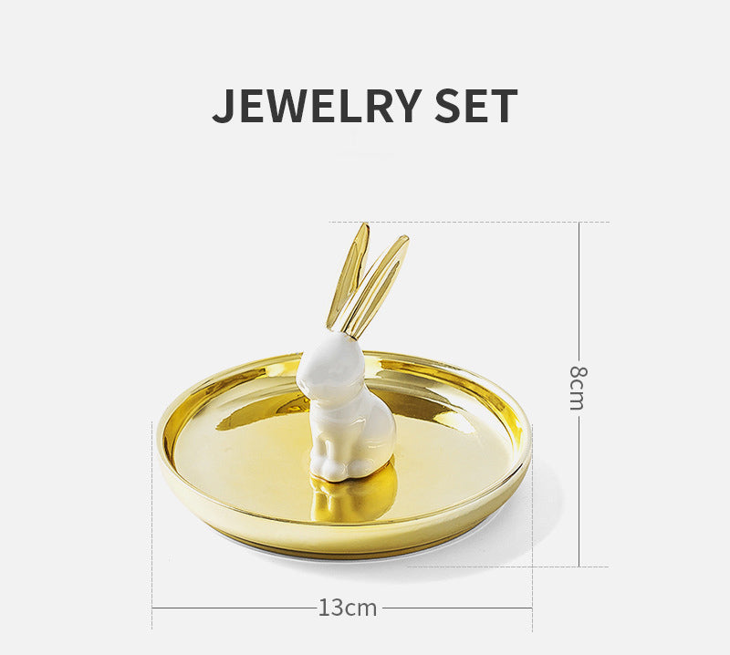 Ceramic Jewelry Stand with Catchall Tray Organizer