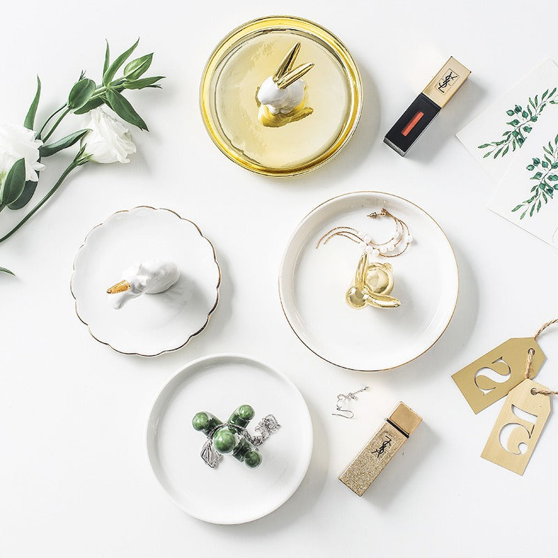 Ceramic Jewelry Stand with Catchall Tray Organizer