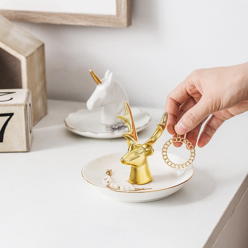 Ceramic Jewelry Stand with Catchall Tray Organizer