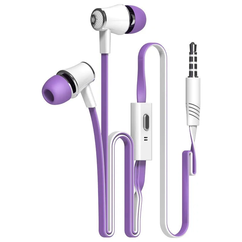 Colorful Wired Earphones with Mic, Tangle-Free Cable