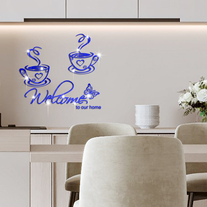 Coffee Mirror Wall Sticker for Elegant Kitchen Decor