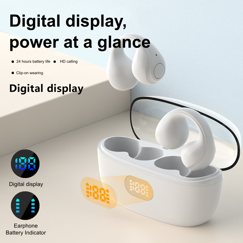 Clip-On Wireless Earbuds with 24H Battery & LED Display