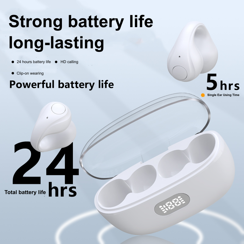 Clip-On Wireless Earbuds with 24H Battery & LED Display