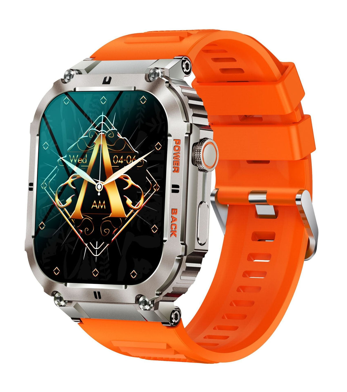 Rugged Square Smartwatch with Heart Rate & Blood Oxygen