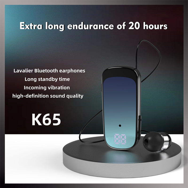 Retractable Clip-On Bluetooth Earphone for Hands-Free Calls