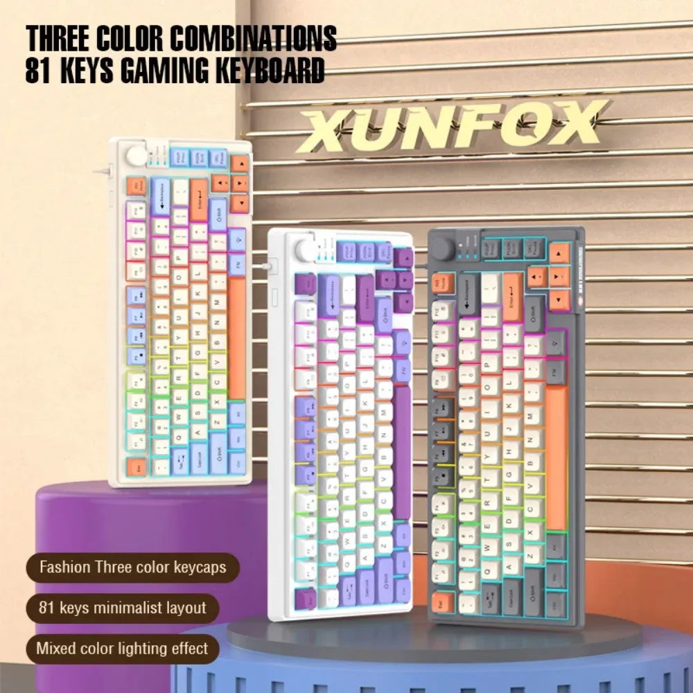 Compact 81-Key RGB Gaming Keyboard with Matching Keycaps