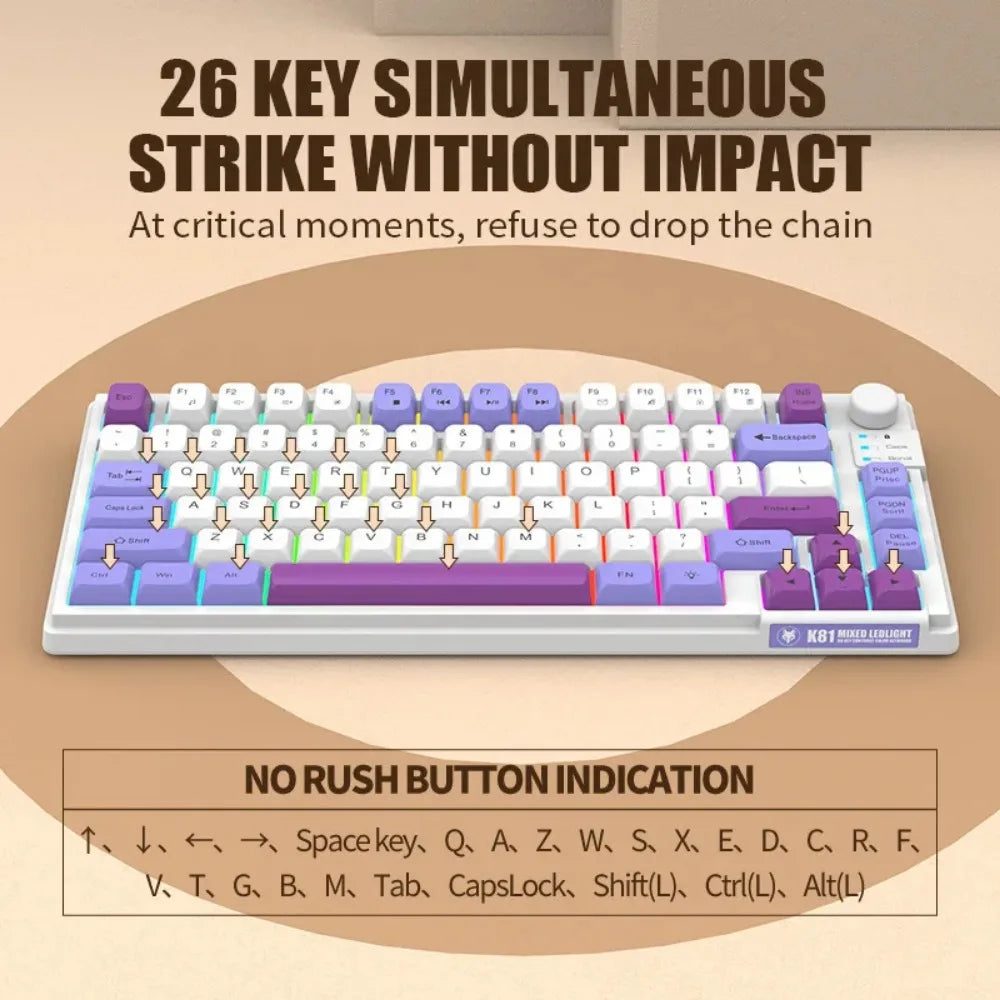 Compact 81-Key RGB Gaming Keyboard with Matching Keycaps