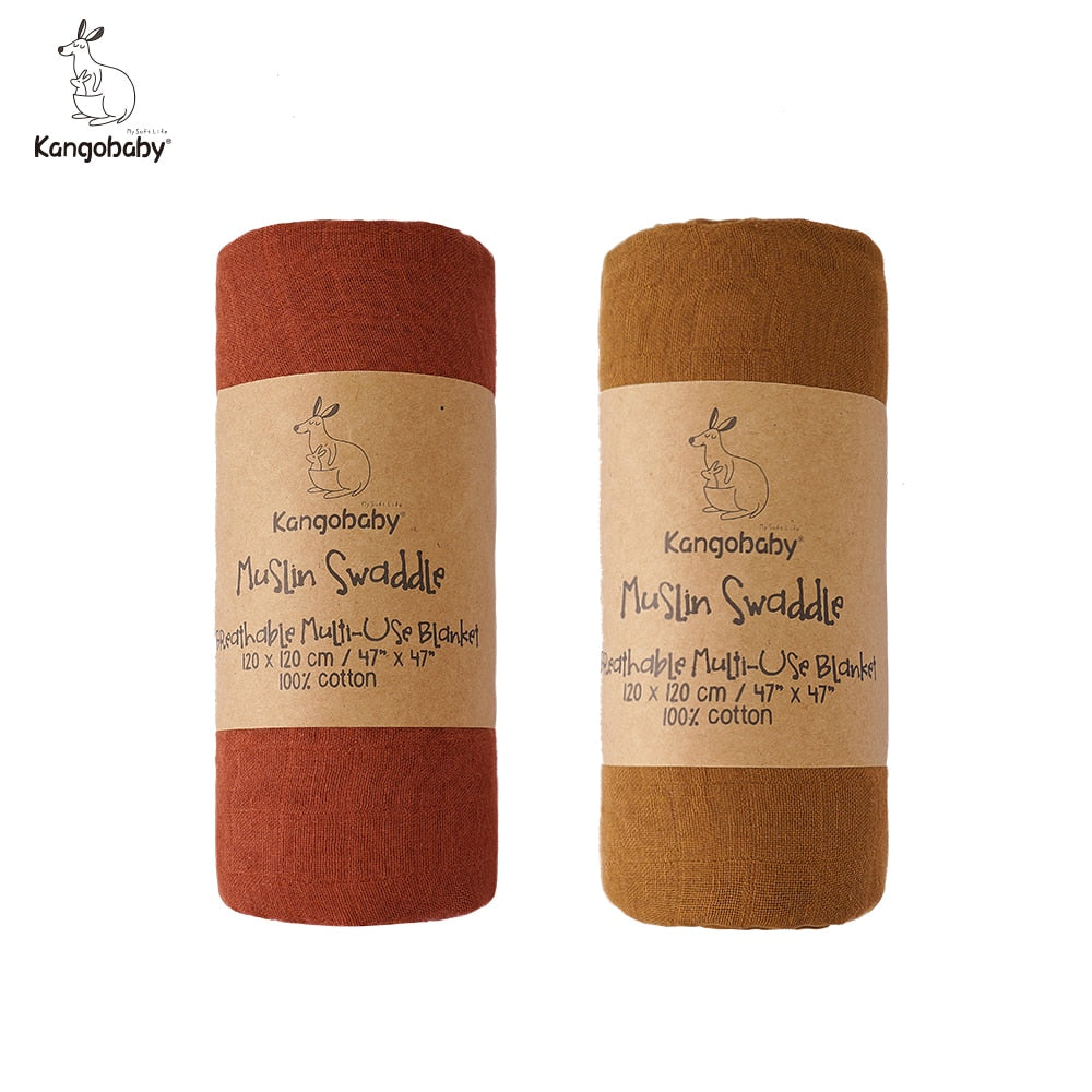 Baby Muslin Swaddle Blankets, 100% Cotton 2-Pack
