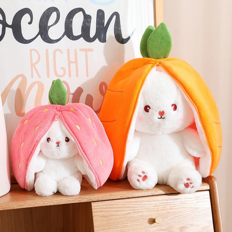 Transforming Fruit Bunny Plush Toy for Cute Cuddles