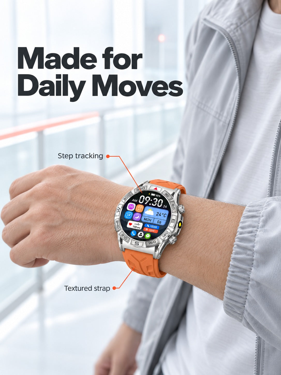Rugged Sports Smartwatch with Heart Rate & Step Tracking