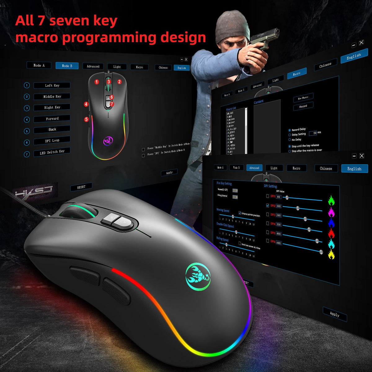 Wired RGB Mechanical Keyboard and Mouse Combo for Gaming