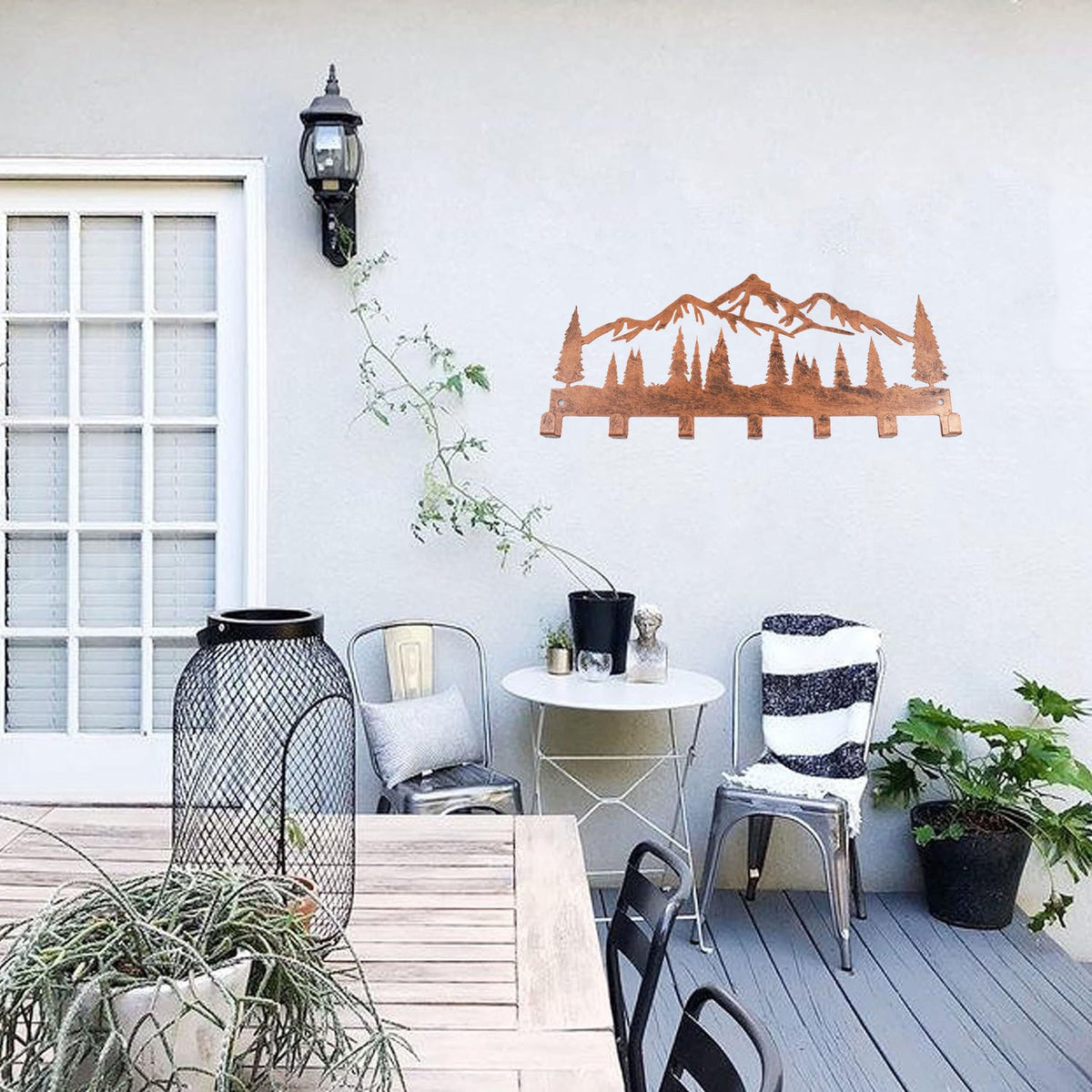 7-Hook Wall Rack for Rustic Entryway Storage Decor