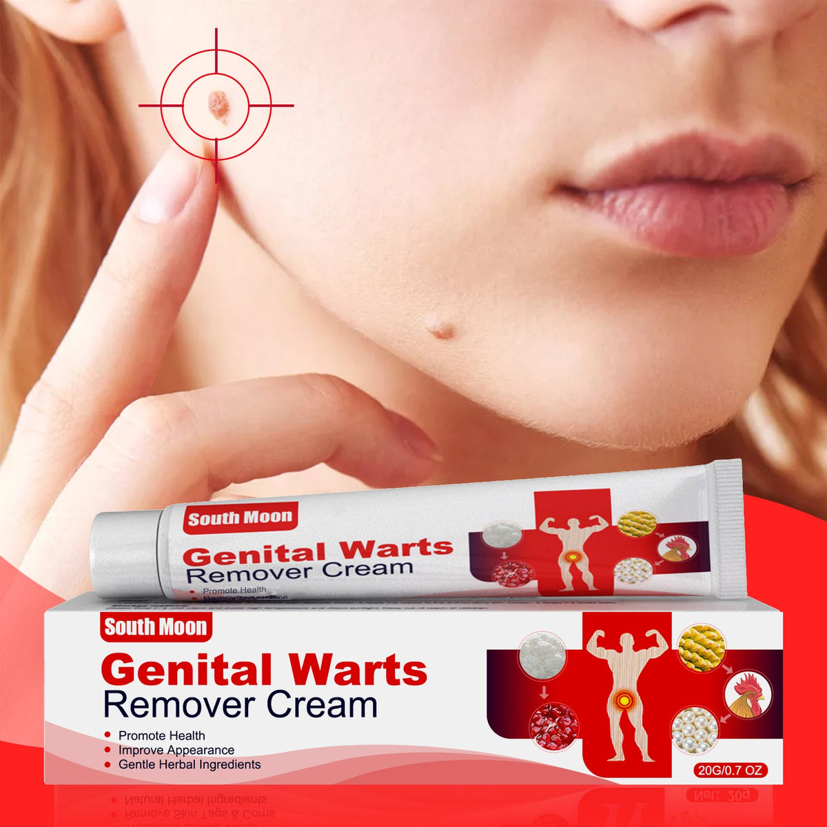 Wart Remover Cream 20g, Gentle Herbal Skin Treatment