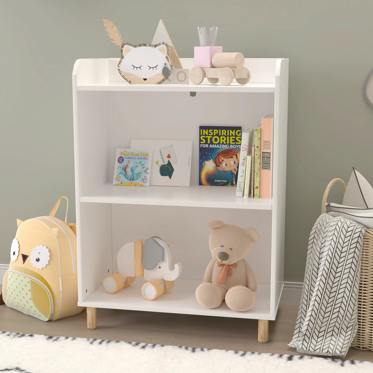 Kids 3-Tier Bookcase for Tidy Books and Toy Display