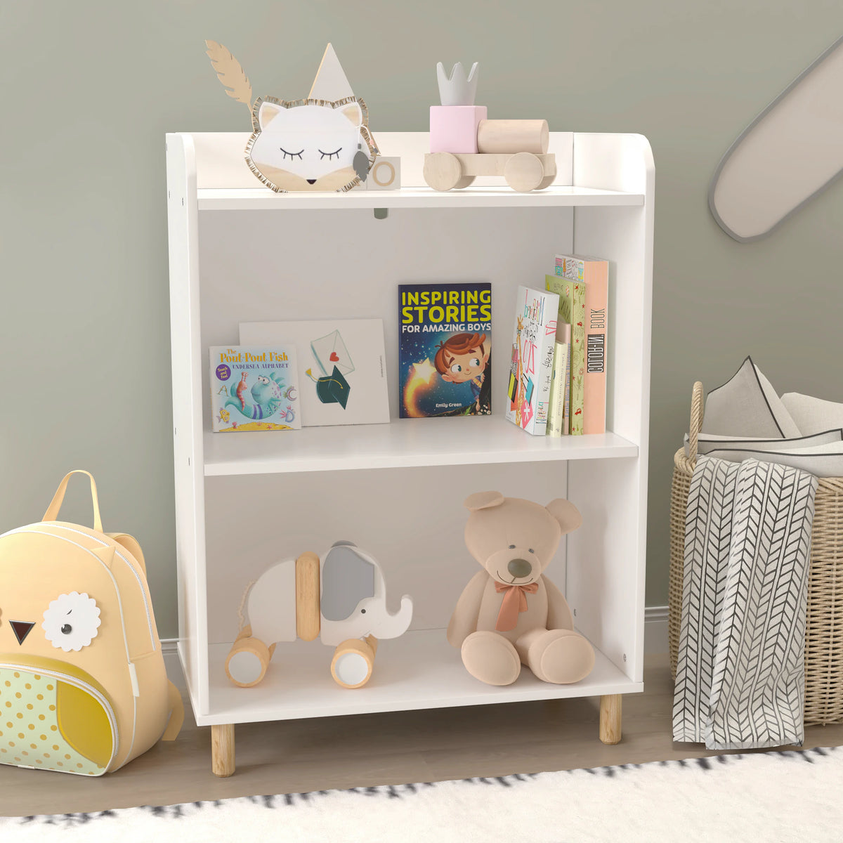 Kids 3-Tier Bookcase for Tidy Books and Toy Display
