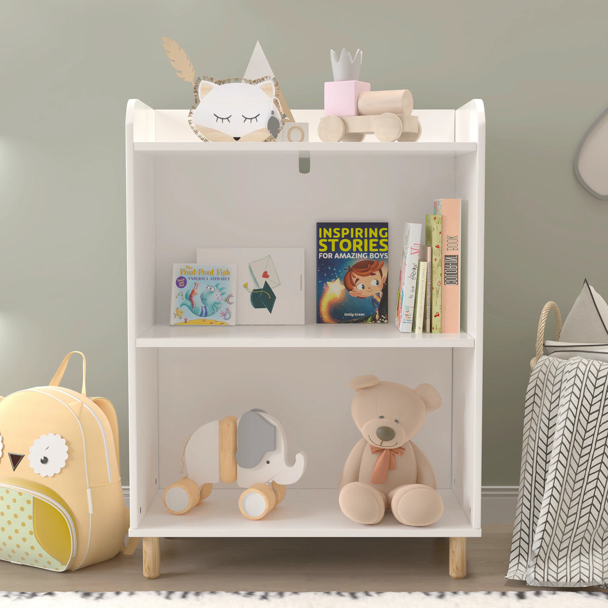 Kids 3-Tier Bookcase for Tidy Books and Toy Display