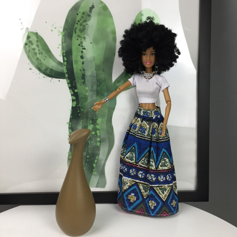 African Fashion Doll 30cm Jointed Outfit & Accessories