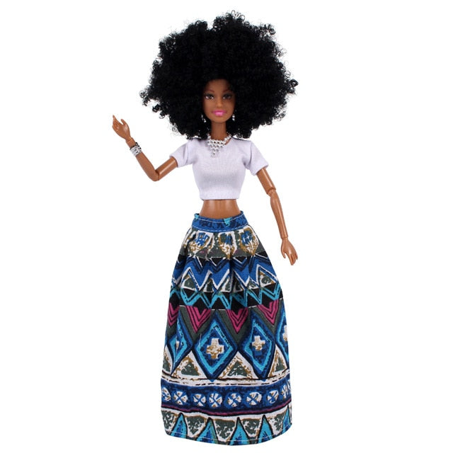 African Fashion Doll 30cm Jointed Outfit & Accessories