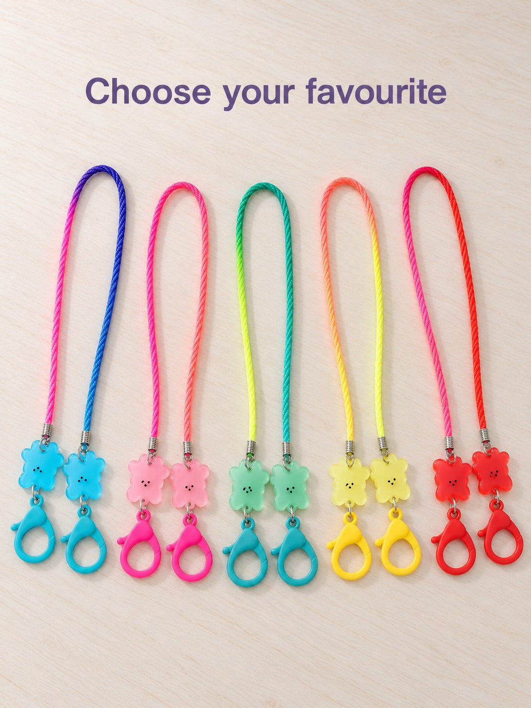Kids Pastel Jelly Bear Mask Lanyard for School Days