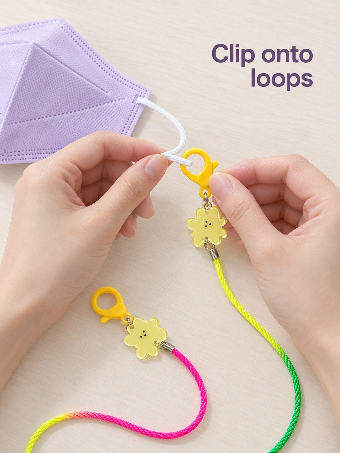 Kids Pastel Jelly Bear Mask Lanyard for School Days