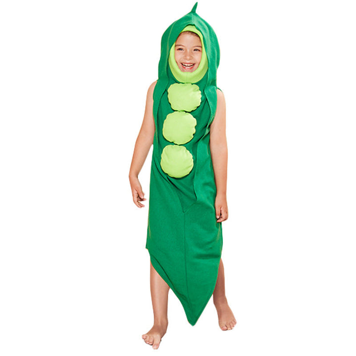 Kids Pea Pod Costume With Padded Pea Details, Green