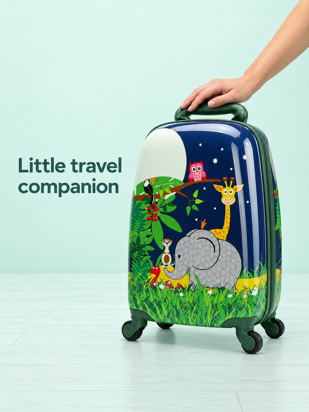 Kids Rolling Luggage Set: Cartoon Animal Spinner Suitcase