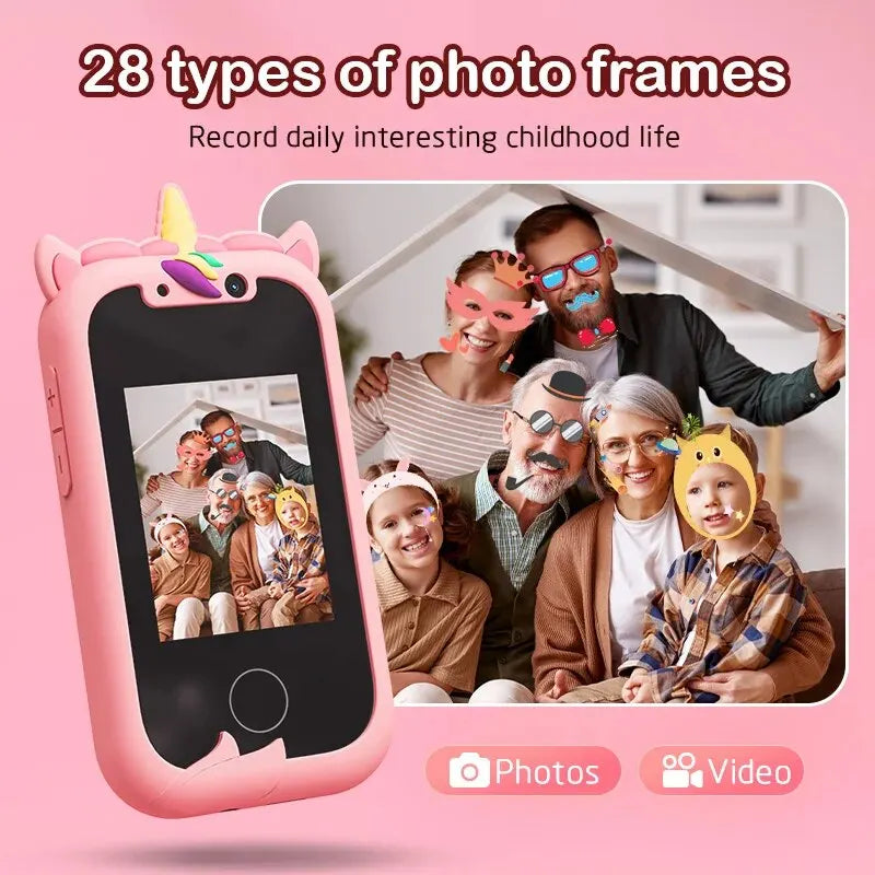 Kids Smart Phone Camera Toy: Unicorn Case, Photo Filters