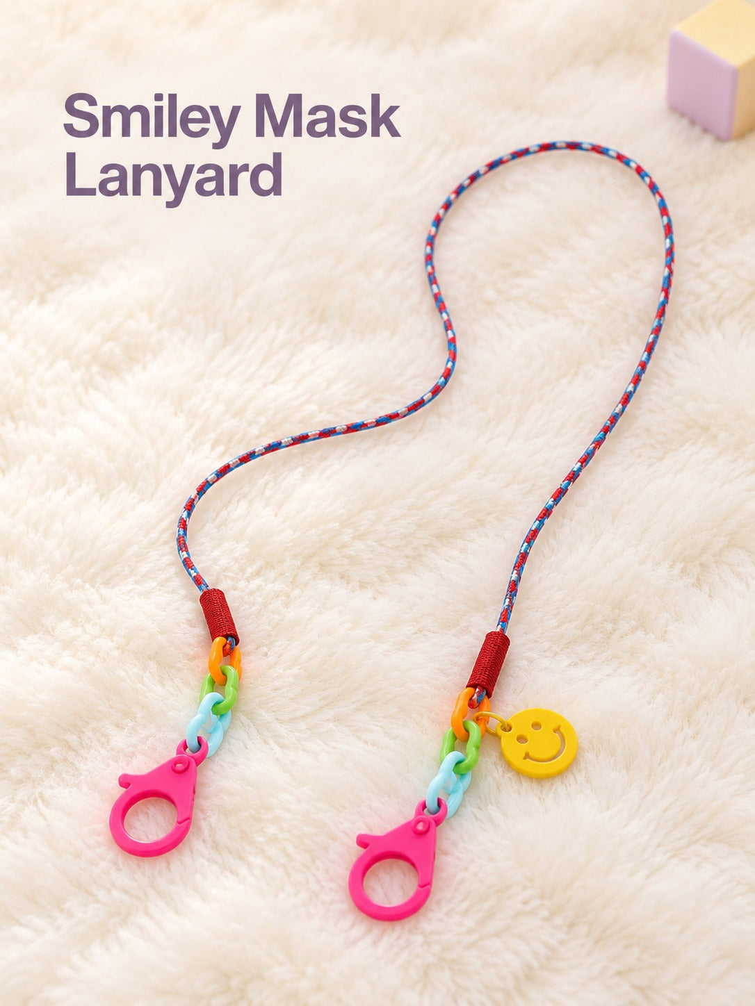 Kids Smiley Face Mask Lanyard and Glasses Chain Set