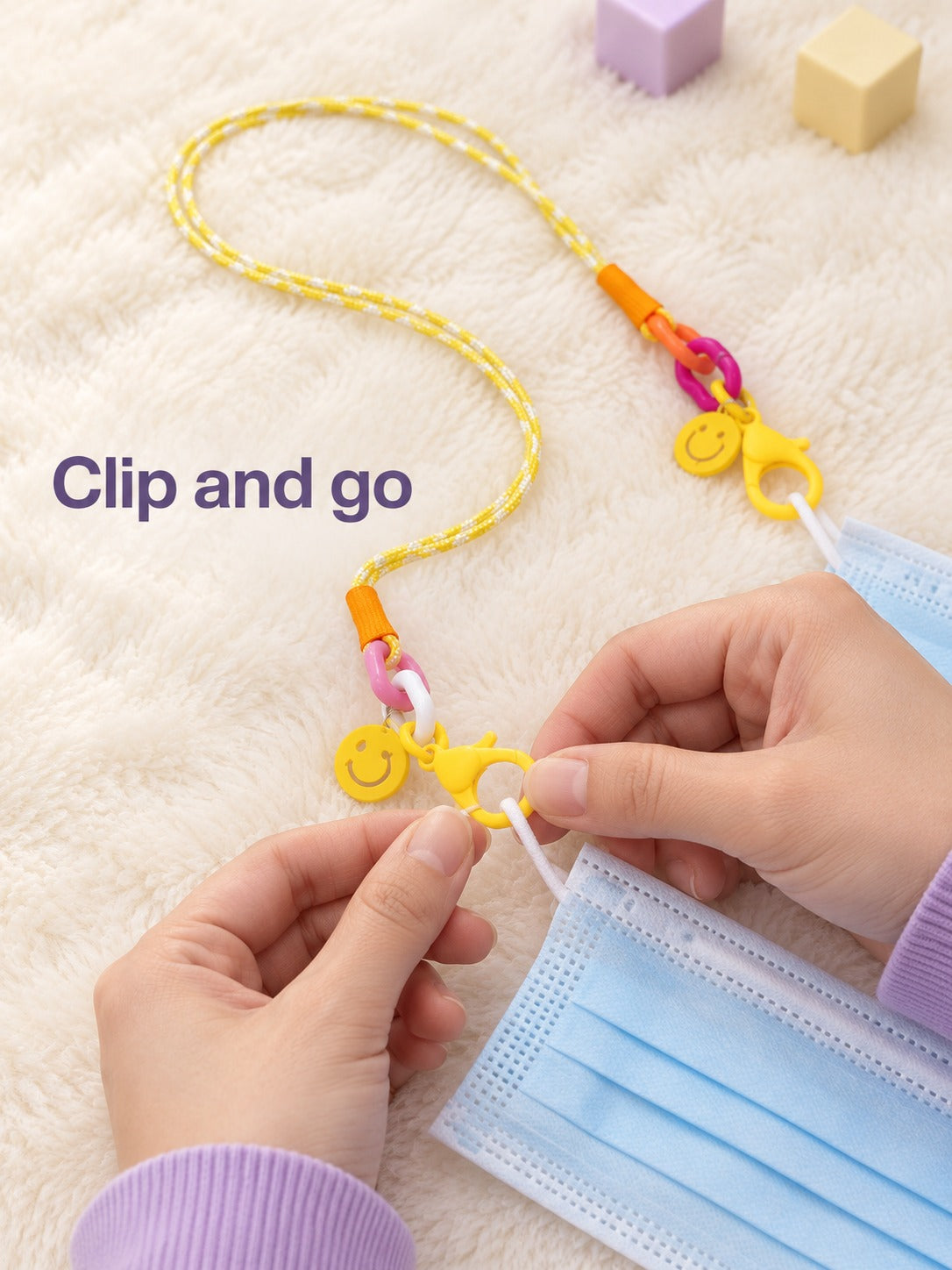 Kids Smiley Face Mask Lanyard and Glasses Chain Set