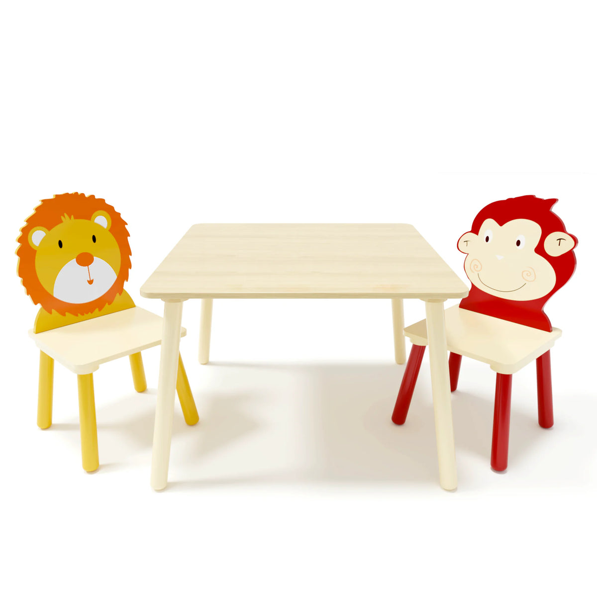 Toddler Table and Chair Set with Lion and Monkey Design