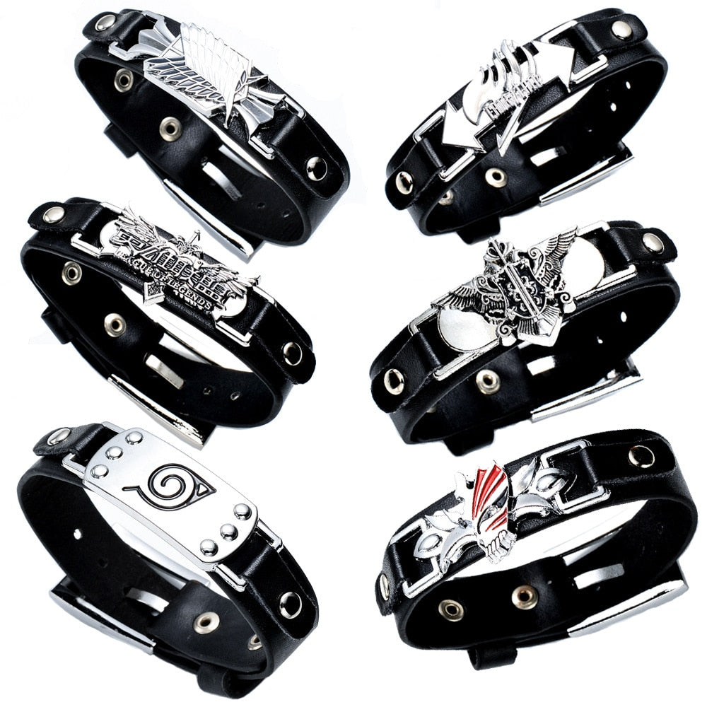 Anime Faux-Leather Wristband for Cosplay & Streetwear