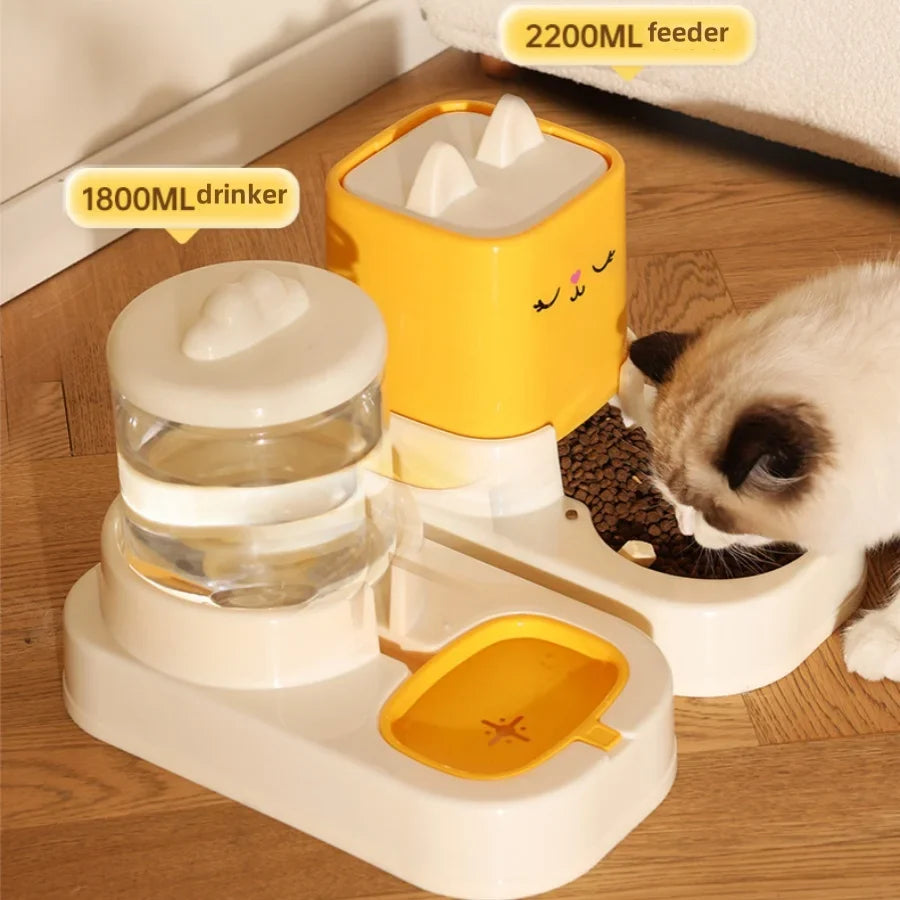 Cat Water Dispenser & Food Feeder for Tidy Meals