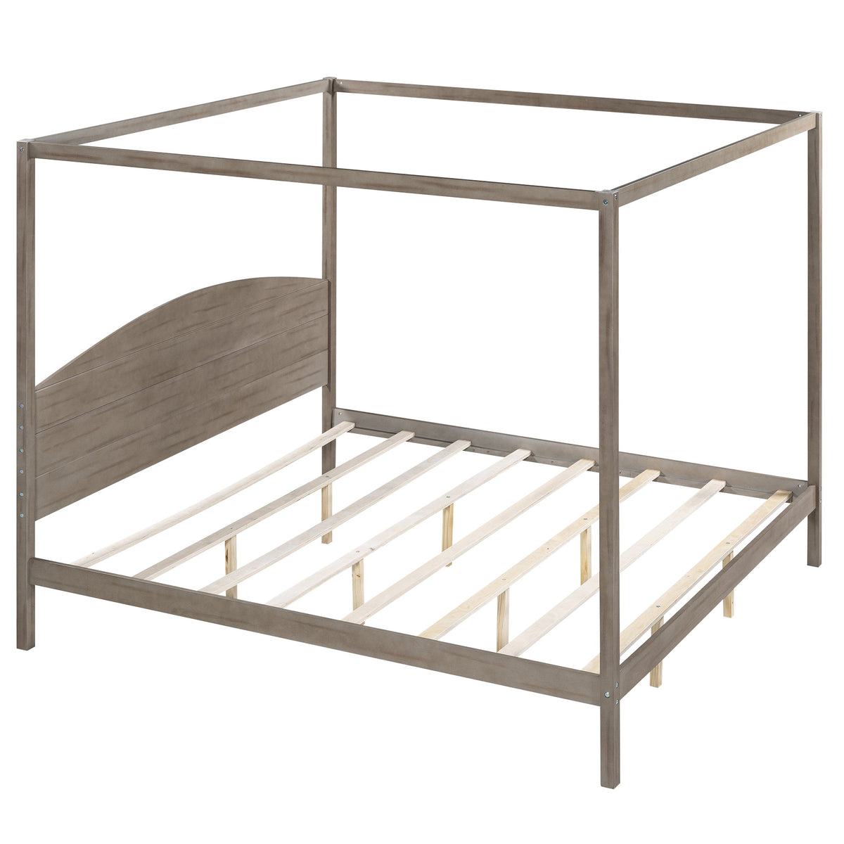 King Size Canopy Platform Bed with Arched Headboard