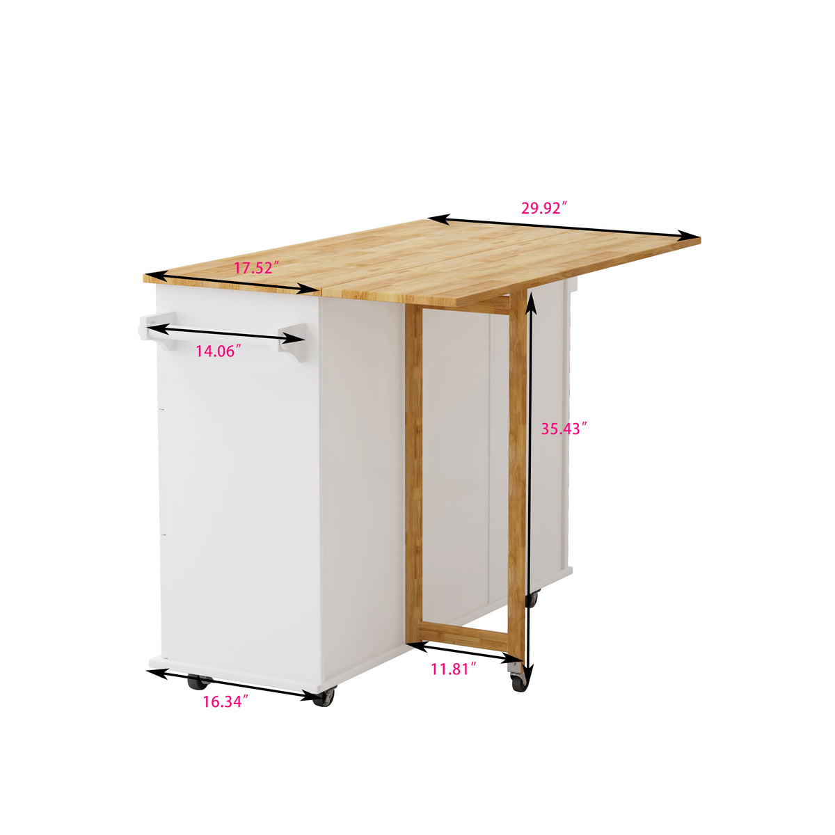 Rolling Kitchen Island Cart with Storage and Towel Bars