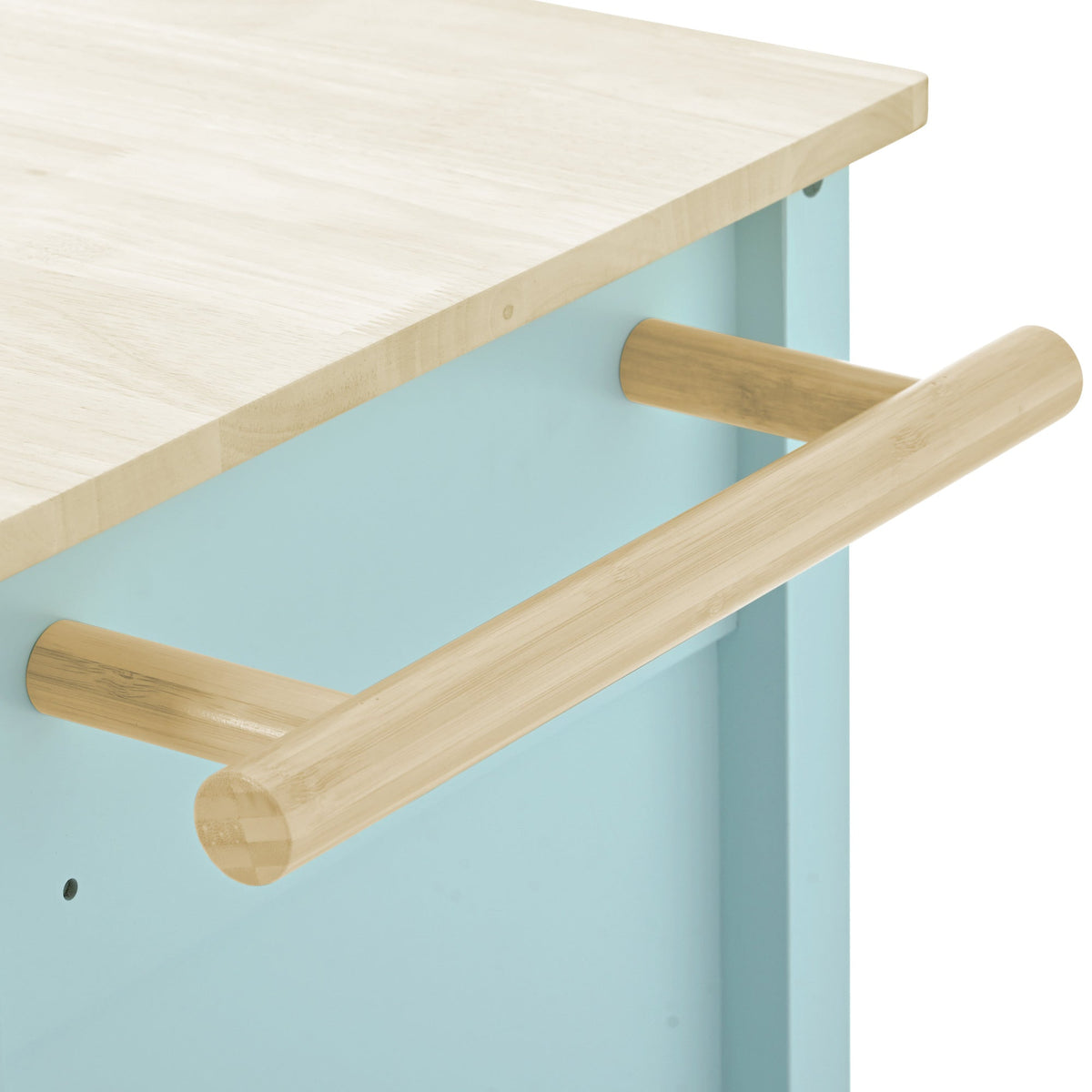 Rolling Kitchen Island Cart with Solid Wood Top & Storage