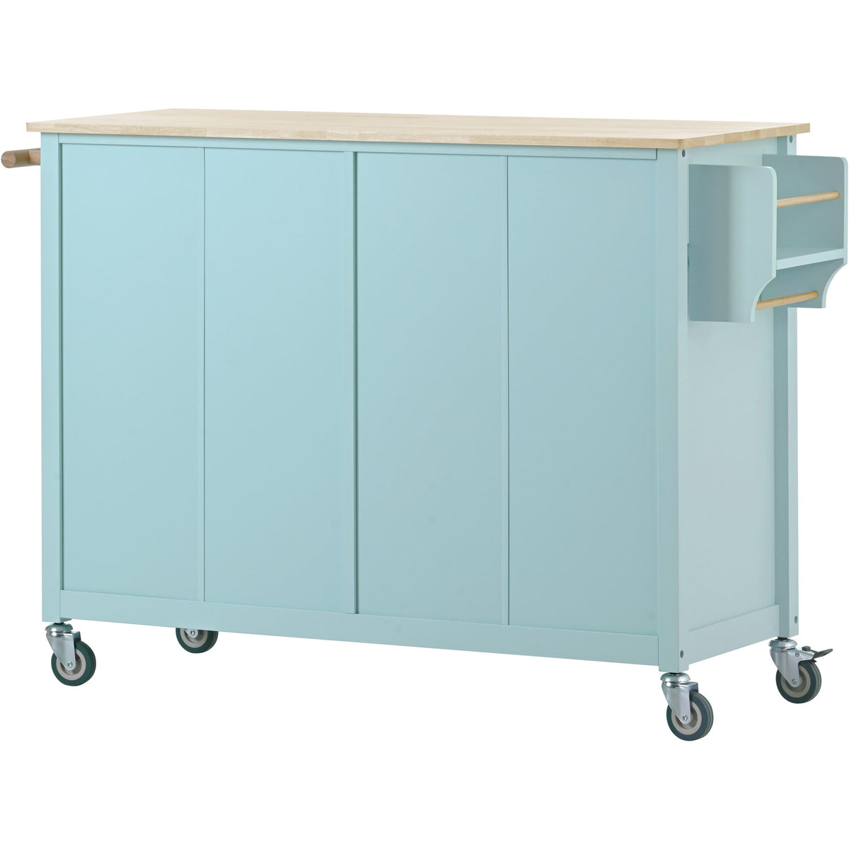 Rolling Kitchen Island Cart with Solid Wood Top & Storage