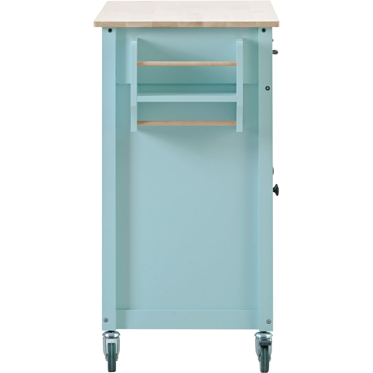 Rolling Kitchen Island Cart with Solid Wood Top & Storage