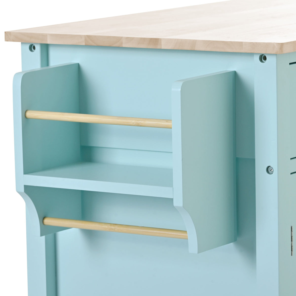 Rolling Kitchen Island Cart with Solid Wood Top & Storage