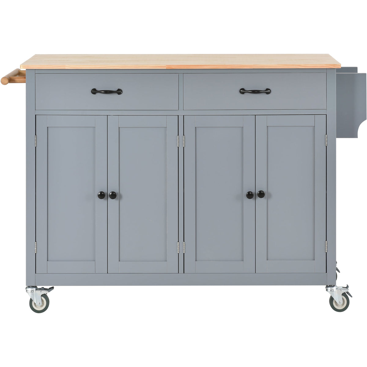 Kitchen Island Cart with Solid Wood Top and Lockable Wheels