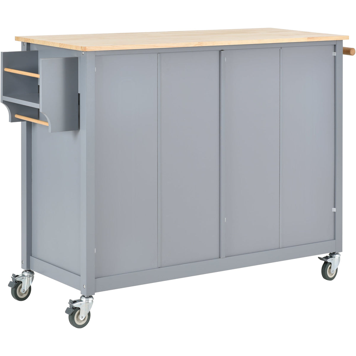 Kitchen Island Cart with Solid Wood Top and Lockable Wheels
