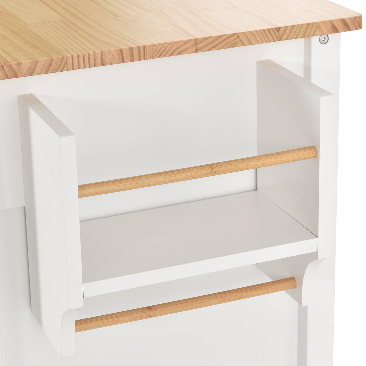 Solid Wood Top Kitchen Island Cart with Locking Wheels