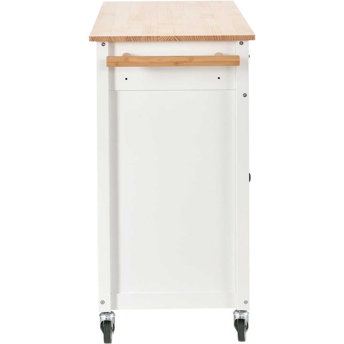Solid Wood Top Kitchen Island Cart with Locking Wheels