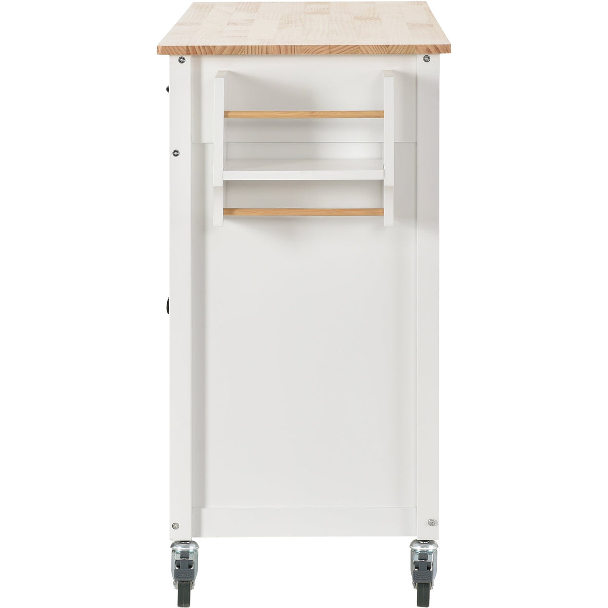 Solid Wood Top Kitchen Island Cart with Locking Wheels