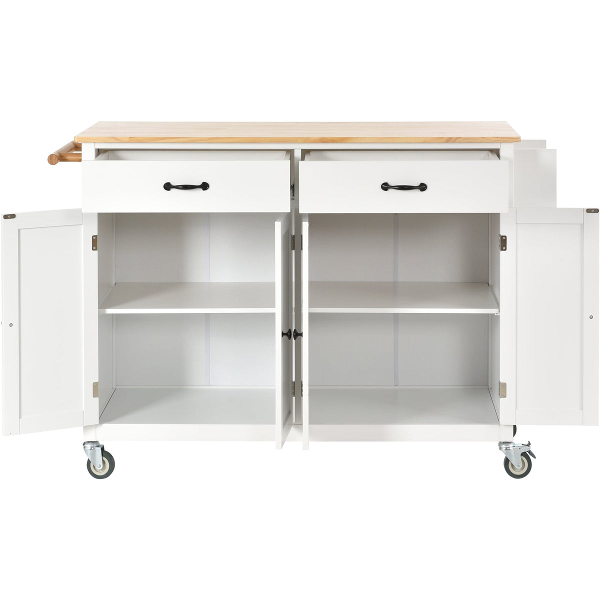 Solid Wood Top Kitchen Island Cart with Locking Wheels