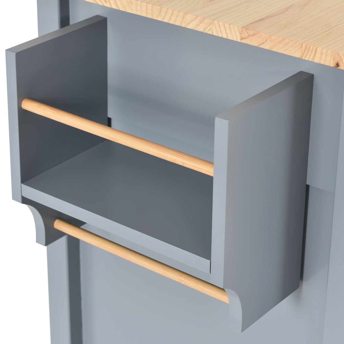 Kitchen Island Cart with Solid Wood Top and Lockable Wheels