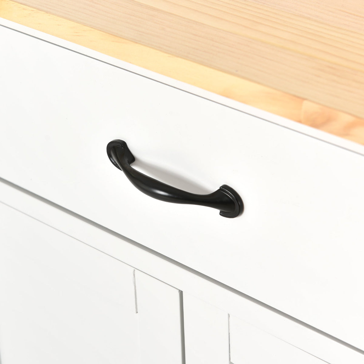 Solid Wood Top Kitchen Island Cart with Locking Wheels