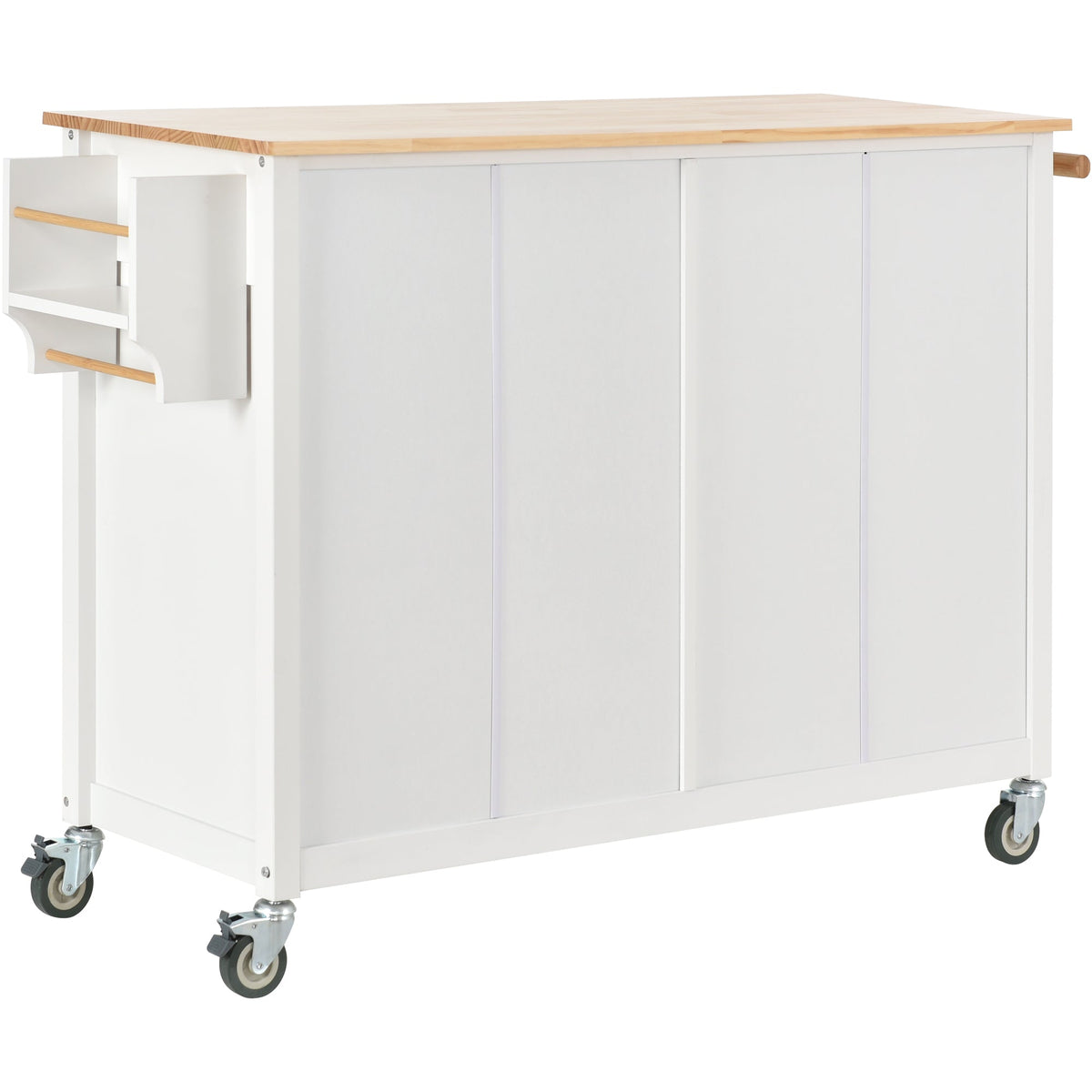 Solid Wood Top Kitchen Island Cart with Locking Wheels