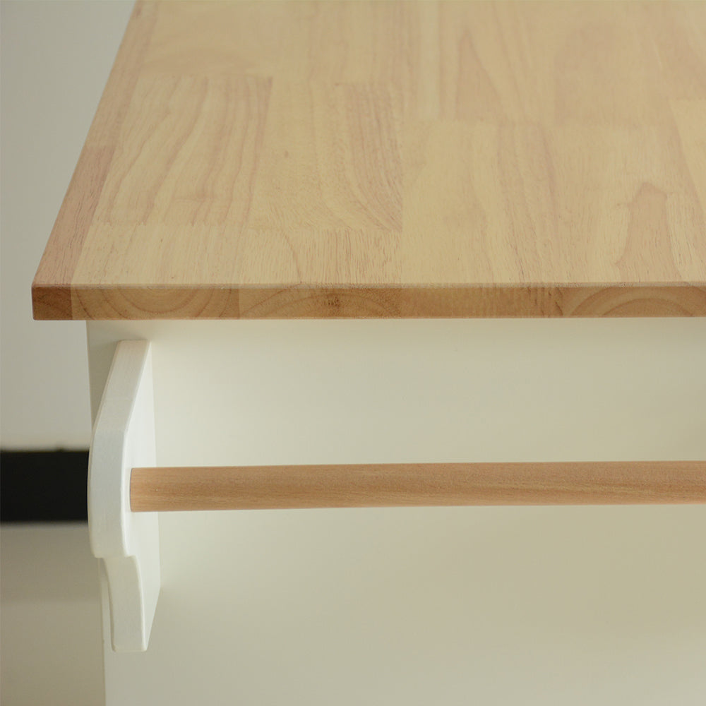 Mobile Kitchen Island with Butcher Block Top & Storage