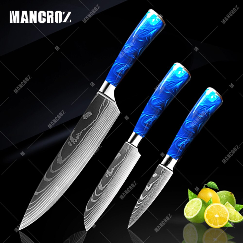 Kitchen Knife Set: 10 Pieces, Sharp Laser Damascus